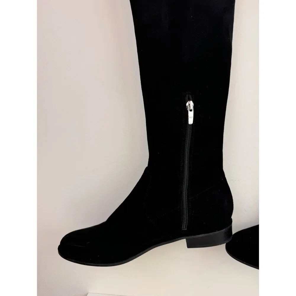 Marc Fisher Humor 2 Women's Boot 8M Black Faux Suede Over-The-Knee Riding Boots